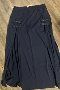 Maxi gonna 2 in 1 nuova con etichetta Halara Navy vita alta decorativa fibbia spacco XL - Foto 1 di 4