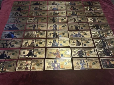 Star Wars Gold Foil Banknote Complete Set 46 pcs $100 Dollar Bills Great Gift! - Image 1 of 4
