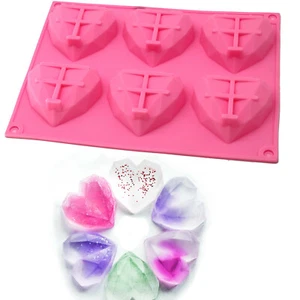 Molde de jabón de glicerina corazón piedras preciosas galletas de gelatina chocolate helado silicona - Imagen 1 de 5
