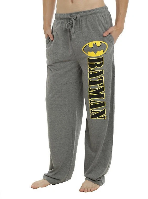 Hombres Mujeres NUEVO DC Comics Batman Logo Gris Claro Pijama Pantalones de Salón Talla XS S M Foto 1 de 2
