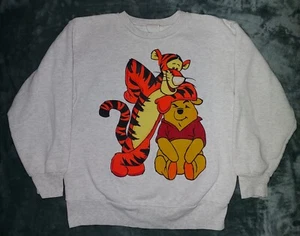 VTG 80s WINNIE THE POOH TIGGER SWEATSHIRT MEDIUM 90s DISNEY WORLD GRAY BIG PRINT - Picture 1 of 5