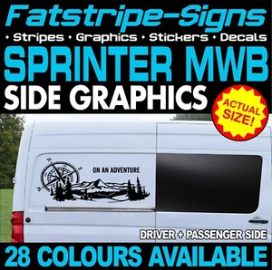 passend für MERCEDES SPRINTER MWB COMPASS MOUNTAINS AUFKLEBER GRAFIK CAMPERVAN - Bild 1 von 2