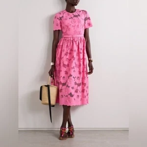 NEW Self-Portrait Cotton Lace Midi Dress Pink SS24 | UK 8 / US 4 - Picture 1 of 14