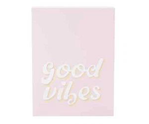 NUEVO Letrero de caja de madera decorativo Good Vibes placa inspiradora rosa 6 x 8 pulgadas - Imagen 1 de 9