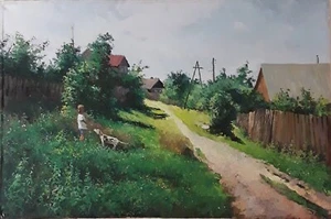 Vadim Dolgov figurative landscape impressionist original oil painting - Picture 1 of 5