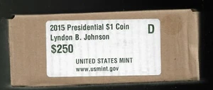 2015-D Lyndon Johnson Presidential Dollar Mint Sealed Box of 250 BU $1 Coins - Picture 1 of 2