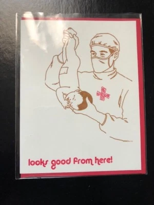 Looks Good From Here Newborn Baby Sassy Retro Greeting Card by Sidepony - Image 1 of 2