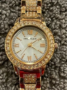 Anne Klein Swarovski Crystal Accented Rose Gold Tone Bracelet Watch AK/1492 - Picture 1 of 6