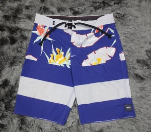 Vans Boys Board Shorts 27 / 14 Purple Gray Youth Surf Swim Trunks Floral Spider - Picture 1 of 20