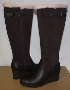 UGG Women's Mischa Boots Stout Brown Waterproof Suede / Leather size 9.5 New! - Picture 1 of 4