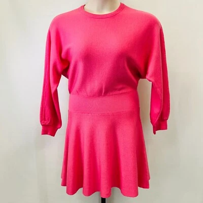 Alice + Olivia Murray Fit & Flare Dress Size L Wool Blend Calypso Pink Sweater - Image 1 of 4