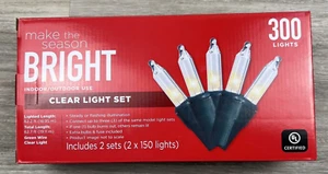 300 Christmas Lights Make the Season Bright Clear 62 Feet Outdoor Indoor - Picture 1 of 12