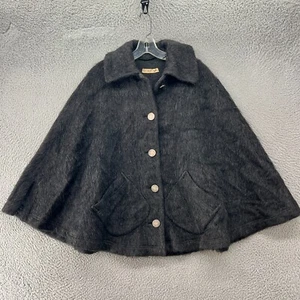 Vintage 60er 70er Cape Mantel Poncho groß Mohair Wolle Western Germany Münzknöpfe - Bild 1 von 11