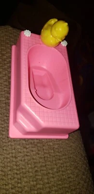 Barbie Kelly 1995 Mattel Bañera Rosa Bañera Bañera Amarillo Pato Muebles Foto 1 de 3