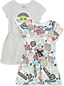Spotted Zebra Disney Princess Girls Knit Short-Sleeve Cinch-Waist Dresses 2 pack - Picture 1 of 3