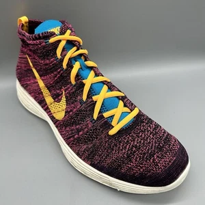 Nike Lunar Flyknit Chukka 554969-085 Grand Purple Laser Orange Mens Uk 11.5 - Picture 1 of 9