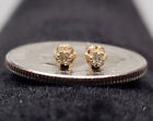 Vintage SOLID 14K YELLOW GOLD Tiny Natural Diamond Buttercup Stud Earrings