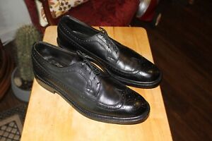 Mens Vintage Johnston Murphy Aristocrat Black Leather Wing Tips Size 14B 14 B