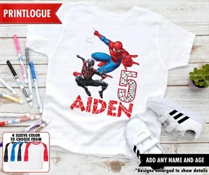 Camicia compleanno Miles Morales Spiderman, camicia compleanno Miles Morales, supereroe - Foto 1 di 2