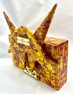 Abstract Modern Agnes IGnacz Painted Wood Box Purse Clutch Red Yellow OOAK - Picture 1 of 8