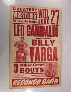 Count Billy Varga Vs. Leo Garibaldi, Vintage Wrestling Event Poster,  22"x14" S - Picture 1 of 18
