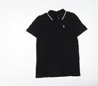 H&M Mens Black Cotton Polo Size S Collared Button - NYC