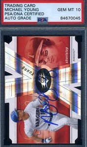 Michael Young Gem Mint 10 PSA DNA Signed 2007 Upper Deck Autograph