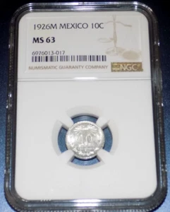 1926 M PCGS MS63 MEXICO 10 Centavos 10C MS 63 Mexican Graded Certified UNC Coin - Picture 1 of 6