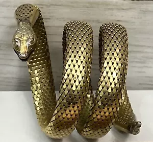 Bracciale Vintage Whiting & Davis Scala Serpente Maglia Bobina Tripla Avvolgimento Grosso Statement - Foto 1 di 21