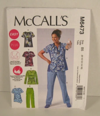 McCall's 6473 Easy Scrub Tops & Pants Nurse/Asst. Pattern Misses' 8-16 Uncut - Image 1 of 3