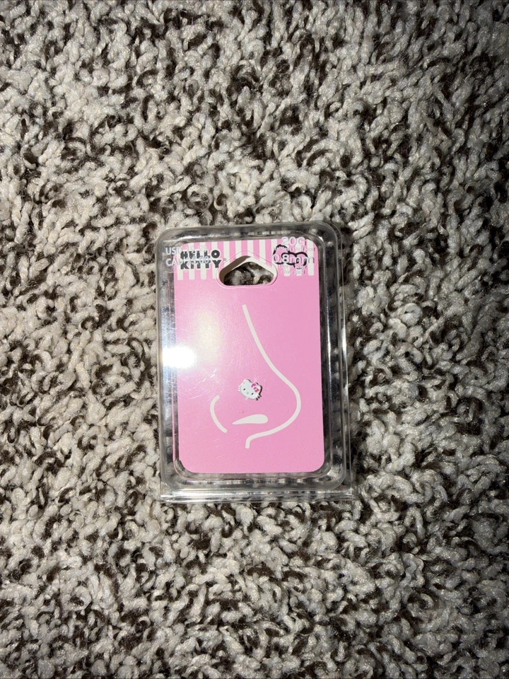 Anel de nariz Sanrio Hello Kitty dobra em L novo na embalagem 20G 0,8mm - Imagem 1 de 1
