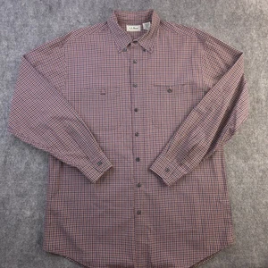 LL Bean Hemd Large Tall LT braun kariert Langarm Button Down Tasche Baumwolle - Bild 1 von 7