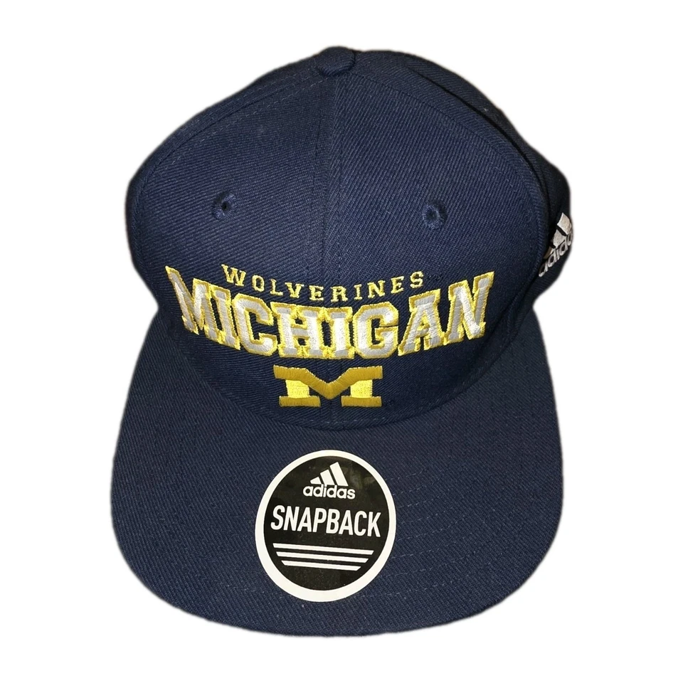 Adidas Michigan Wolverines Snapback Hat Cap Blue  Embroidered New With Tags - Image 1 of 3