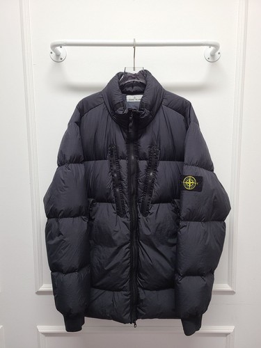 Stone Island 21FW Giacca imbottita nera in nylon stropicciato senza cappuccio 3XL 116341376