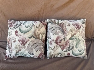 2 Blazing Needles Jacquard Chenille  16” Square Throw Pillows - Picture 1 of 3