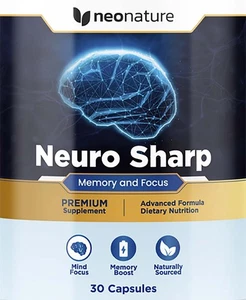 Neuro Sharp Memory Focus & Cognitive Support Dietary Supplement 30 Capsules - Picture 1 of 1