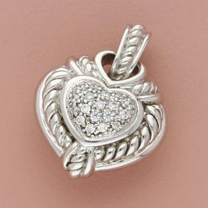 ⚡️clearance⚡️ judith ripka sterling silver diamonique cz heart enhancer pendant - Picture 1 of 4