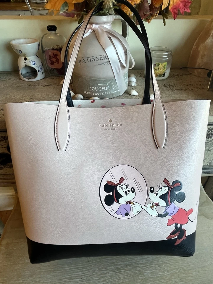 Kate Spade X Disney Minnie Mouse Reversible Lips  Large Tote Bag Pink Red Black - Image 1 of 4