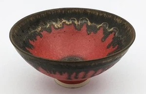 MARTIN SILVER PICCOLA CIOTOLA PORCELLANA CERAMICA DA STUDIO LUCIE RIE STLYE rossa e bronzo - Foto 1 di 7