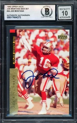 Joe Montana Signed 1995 Upper Deck Card 34 49ers Auto GM 10 Beckett #17604273 - Image 1 of 2
