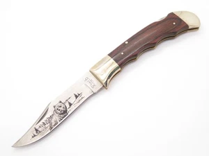 Vtg '80s Rigid RG-32 Tak Fukuta Seki Japan Grizzly Folding Hunter Lockback Knife - Picture 1 of 6