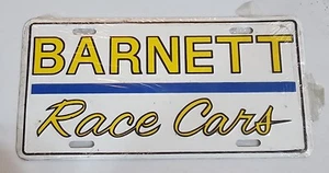 "BARNETT RACE CARS" LICENSE PLATE - ALUMINUM - COLLECTIBLE - Picture 1 of 2