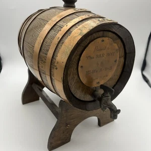 Vintage Antique 1930’s Brass Plated? & Oak Cask Barrel w/Base Whiskey Bar Spout - Picture 1 of 8