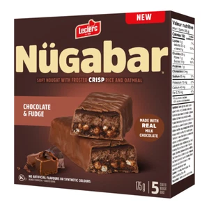 20 NugaBar Leclerc Chocolate & Fudge Nougat & Crisp Rice Snack bars - Imagen 1 de 5