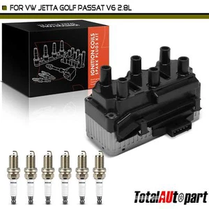 1Pc Ignition Coil & 6Pcs Iridium & Platinum Spark Plug for VW Jetta Golf Passat - Picture 1 of 8