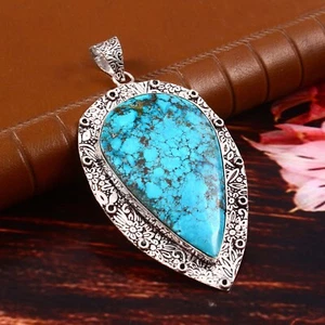 Colgante Turquesa Plata de Ley 925 Colgante Hecho a Mano Joyería, Regalo para Ella/Él - Imagen 1 de 3