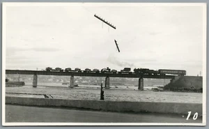 RPPC Postcard Vintage cars transported by rail Train Locomotive Military truck - Picture 1 of 5