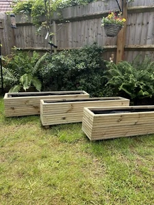 40cm Wooden Decking Planter Timber Garden Trough Large - Picture 1 of 5