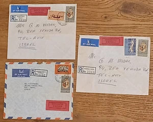 1968 3 Chipre Nicosia Israel cubiertas correo aéreo registrado expreso ¡VFU!! - Imagen 1 de 2