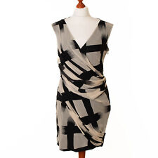 Diane Von Furstenberg DVF Francia Ivory & Black 100% Silk Dress Sz. 10